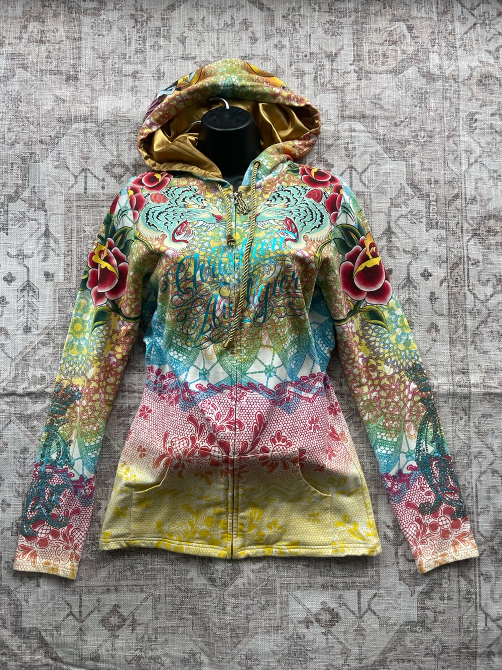 Christian Audigier Y2K 2000’s Embellished Graphic Hoodie